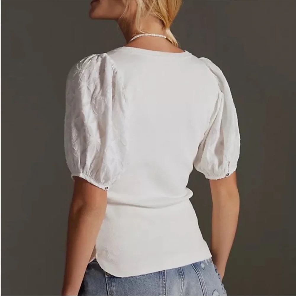 Anthropologie pilcro White Puff Sleeve Blouse